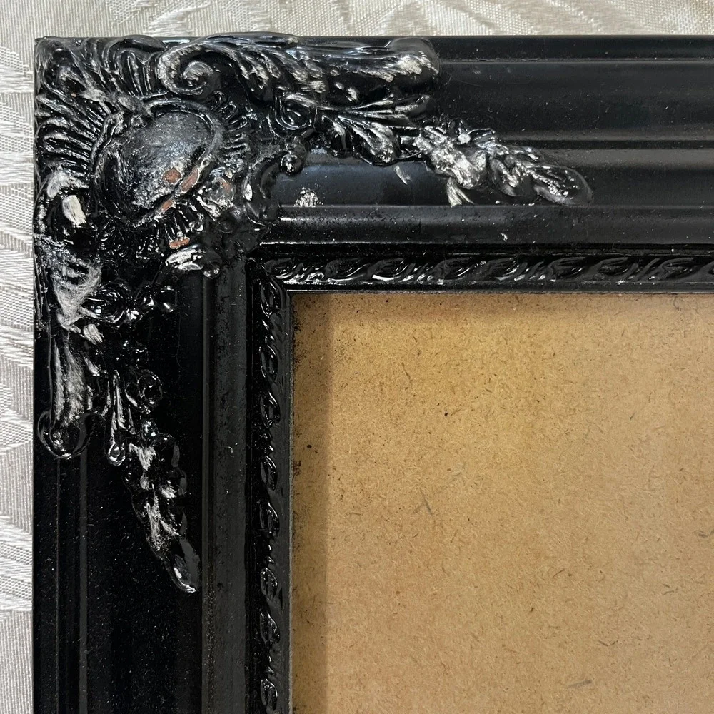 Vtg Black Ornate Picture Frame 15x18